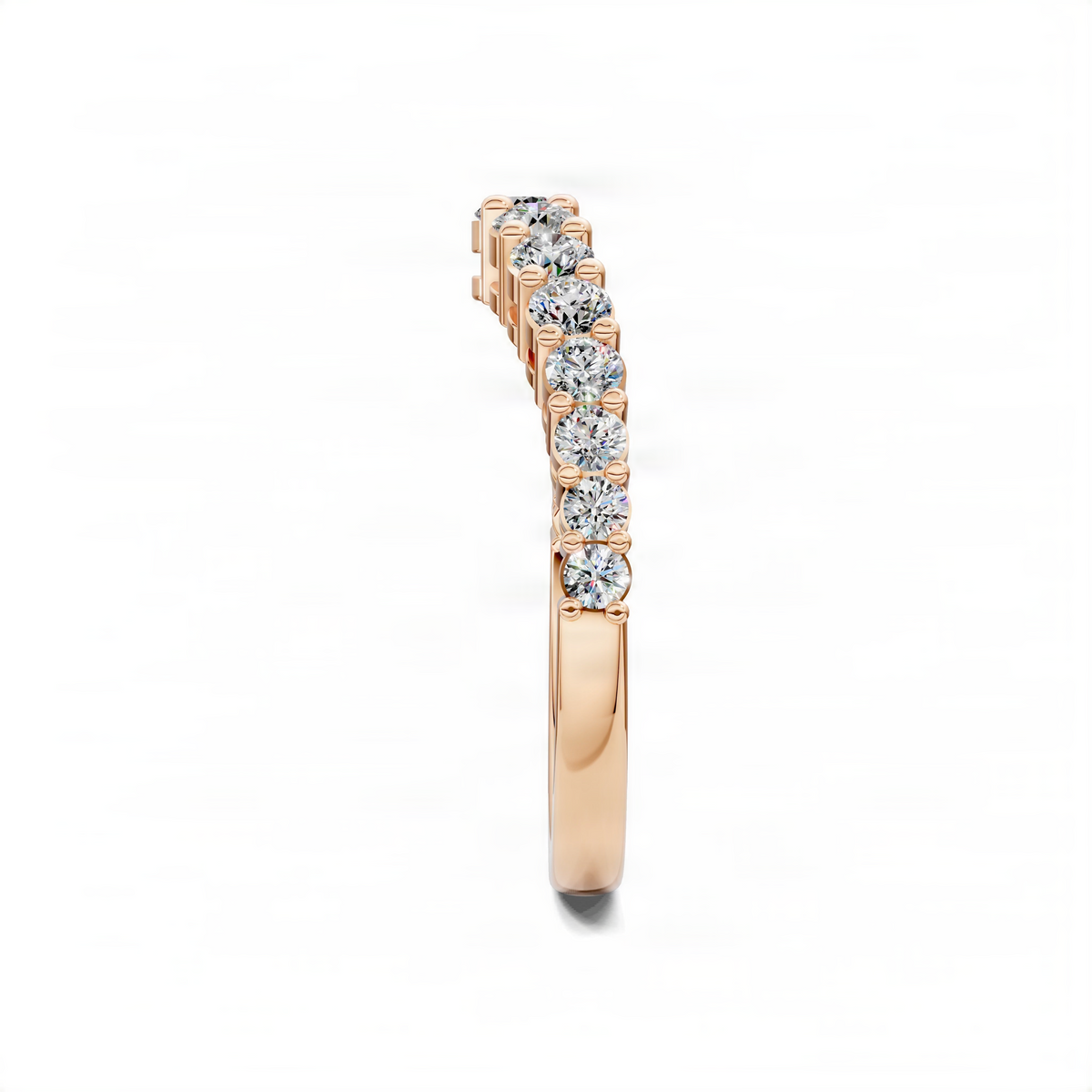 Yellow gold eternity ring with round diamond-like stones in bezel settings