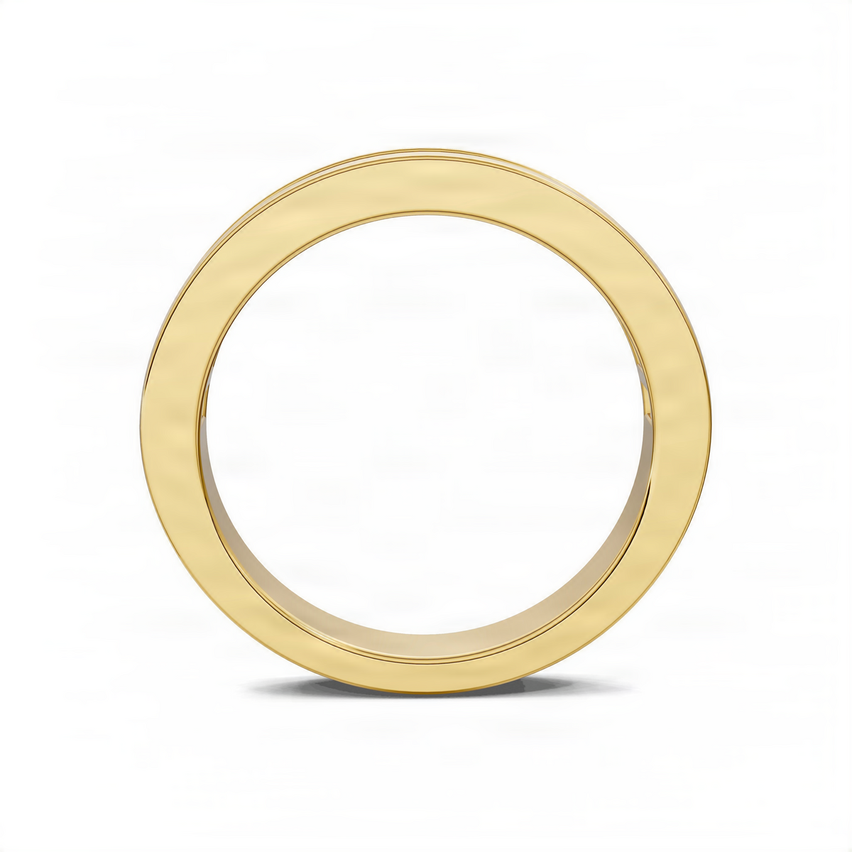 Plain yellow gold wedding band with smooth rounded profile
