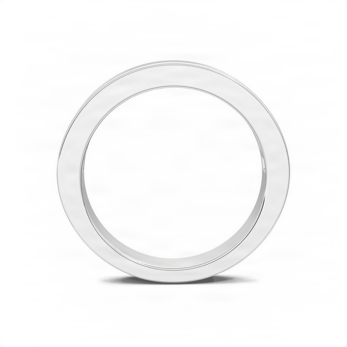 Plain white gold wedding band, smooth rounded profile