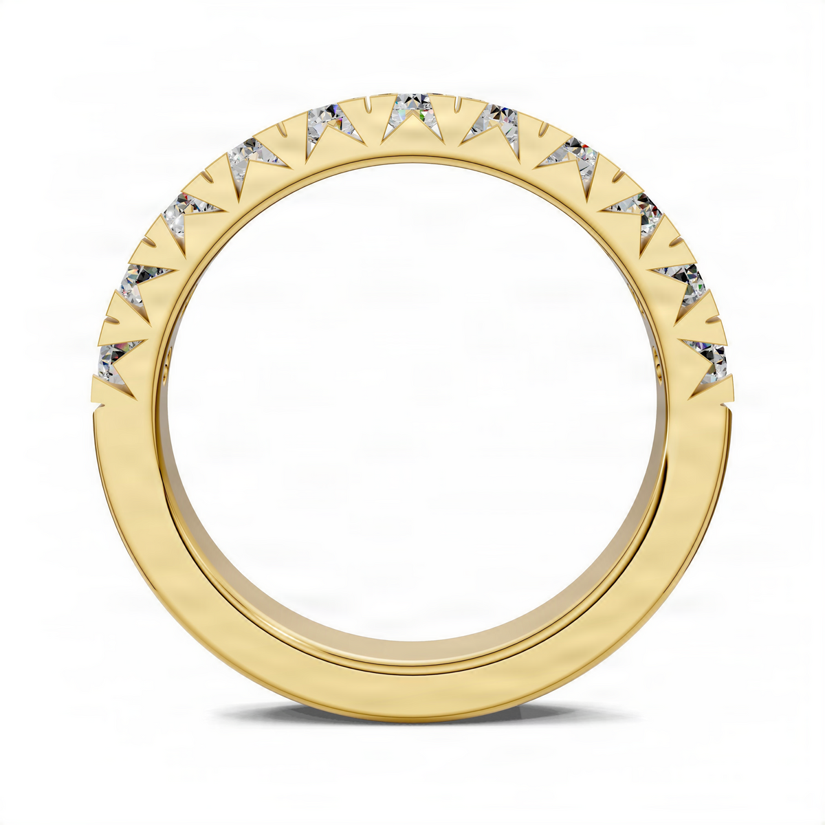 Opes French pavé diamond band in yellow gold with zigzag-set stones