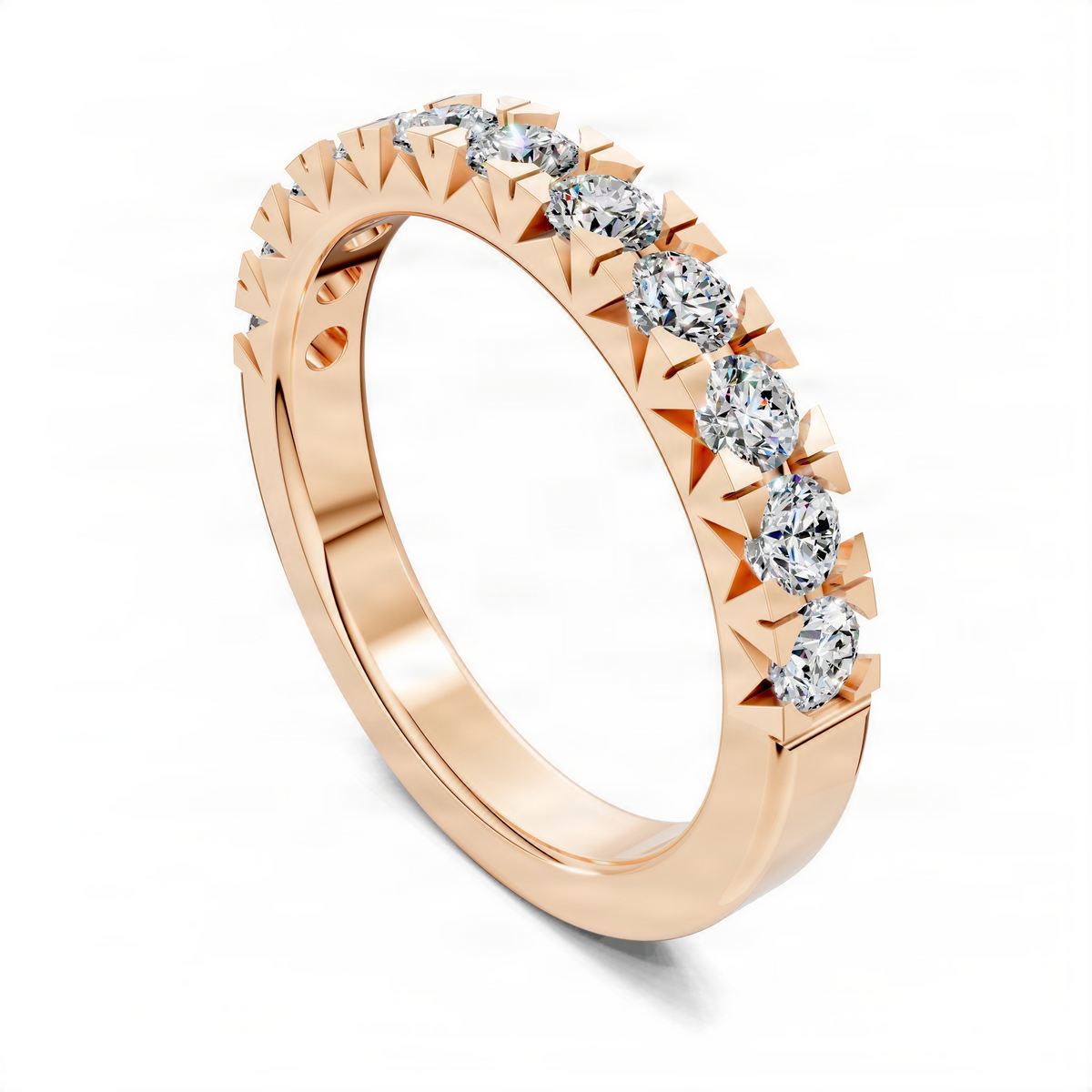 Opes French pavé diamond band in rose gold
