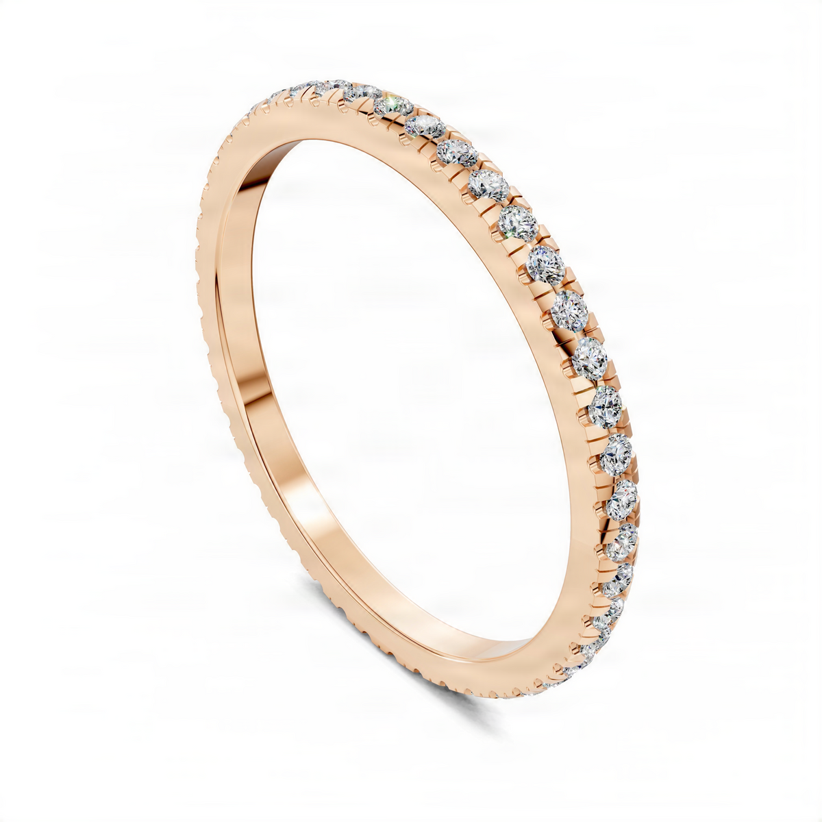 Opes slim scalloped pavé eternity band in yellow gold with round diamonds