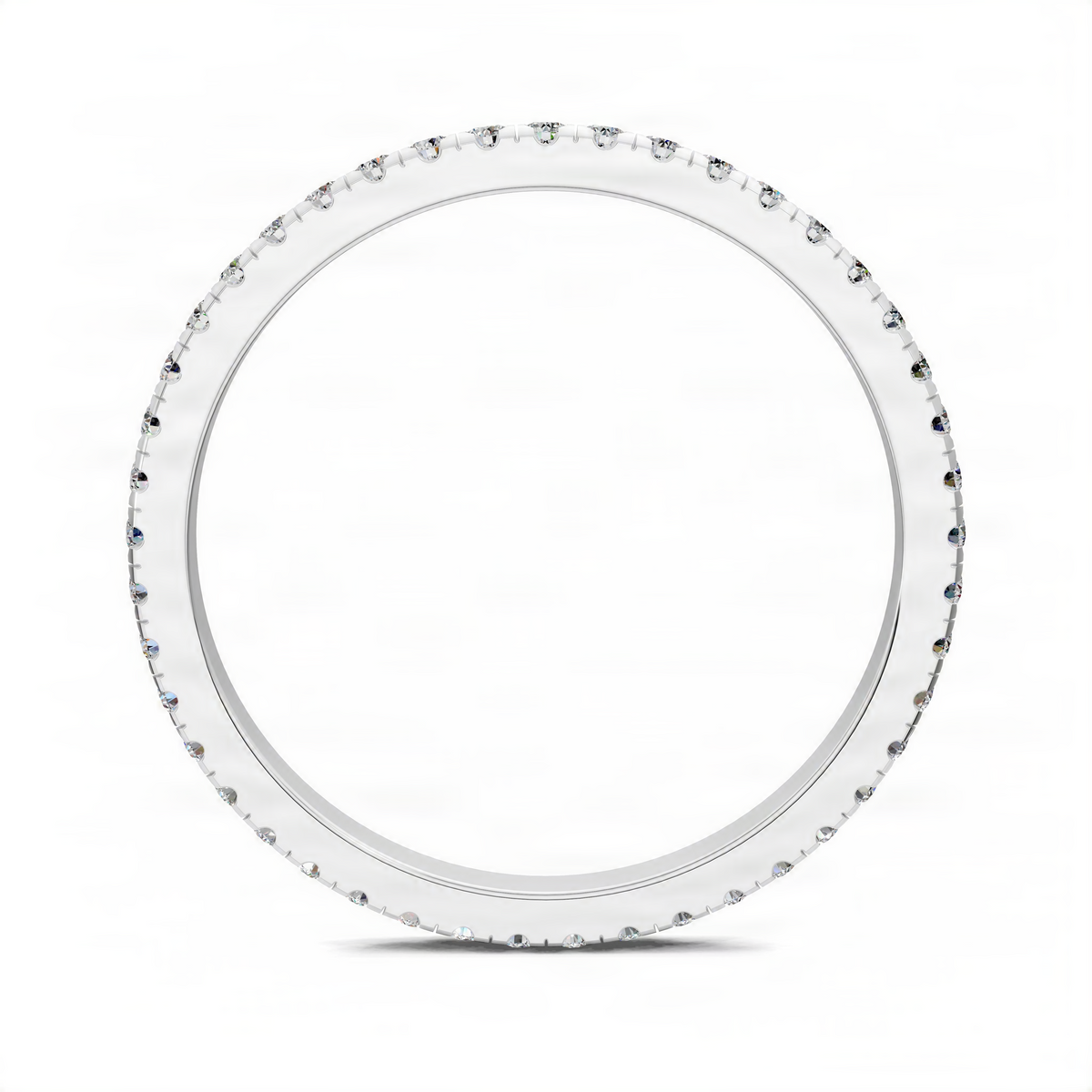 Slim scalloped pavé eternity band in white metal
