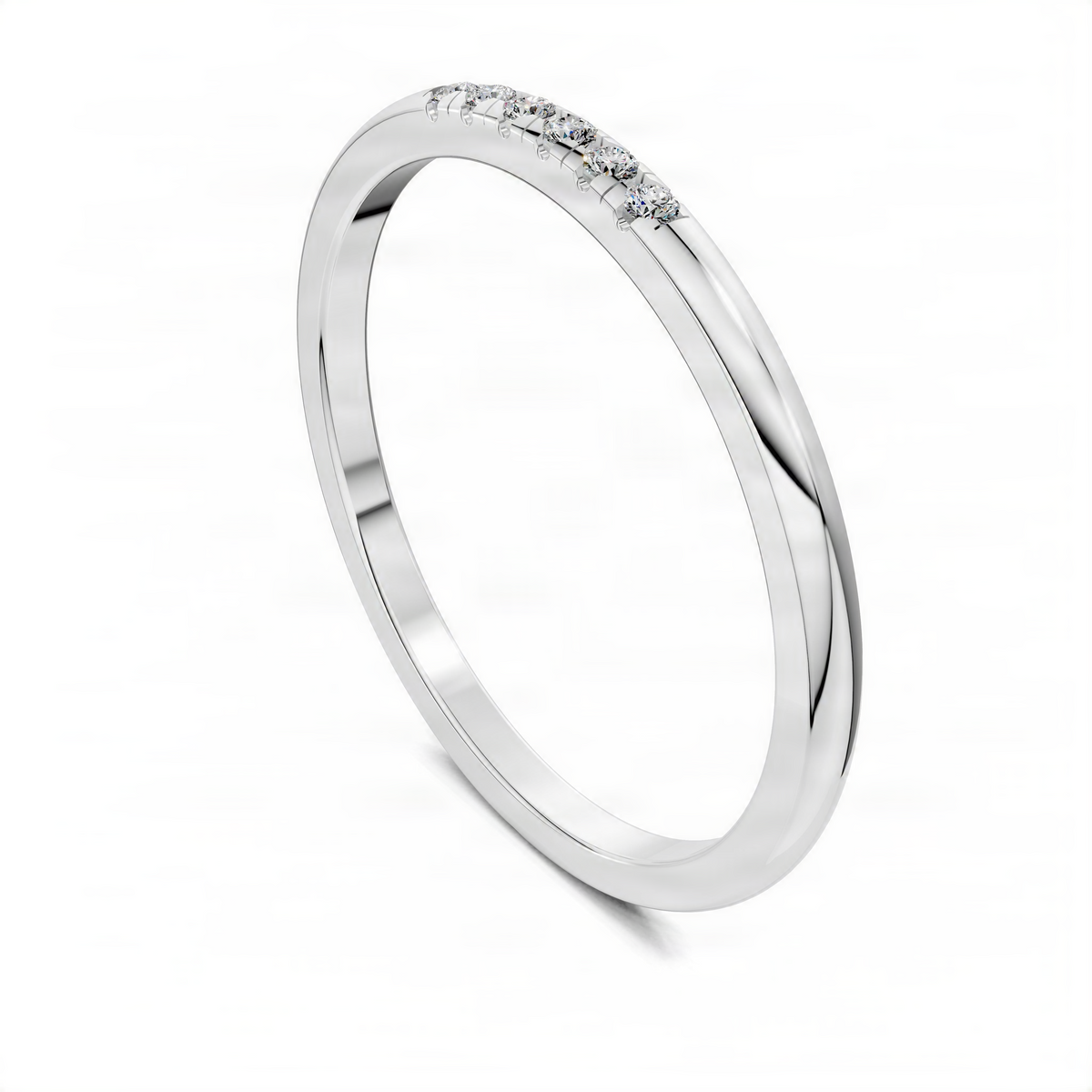 Opes six-stone diamond band ring in white gold with six round diamonds on top