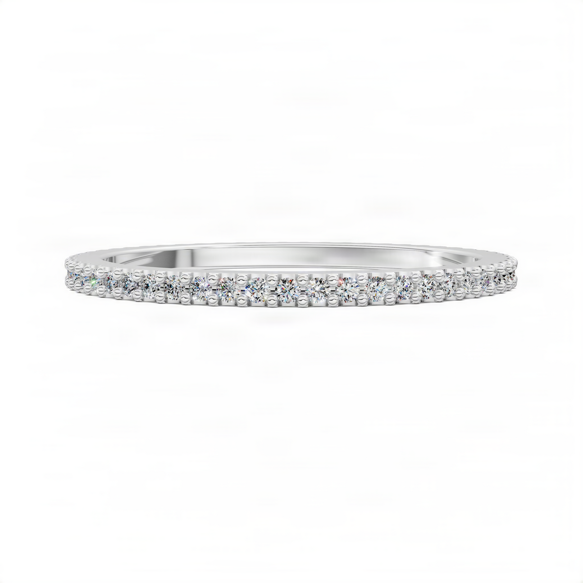 Slim pavé diamond band ring in white metal