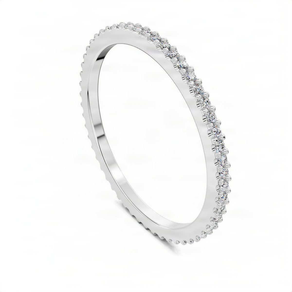 Slim pavé diamond band in white metal