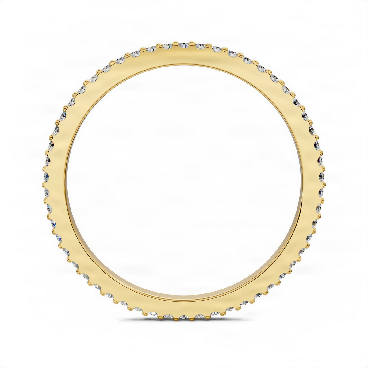 Slim yellow gold pavé diamond ring band