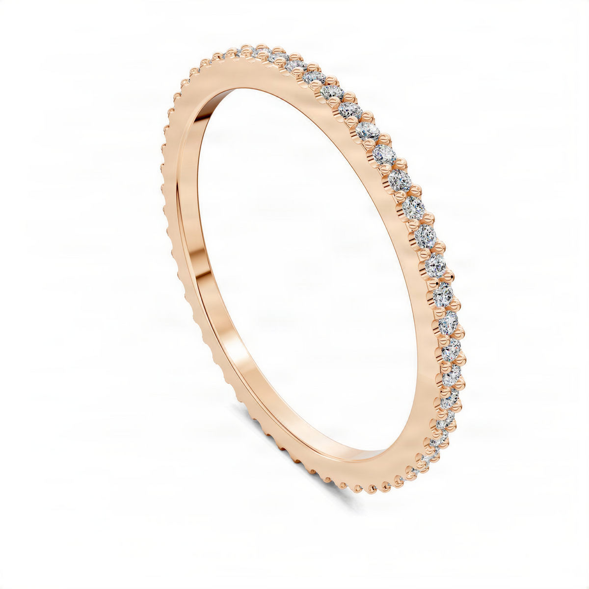 Slim pavé diamond band ring in yellow gold