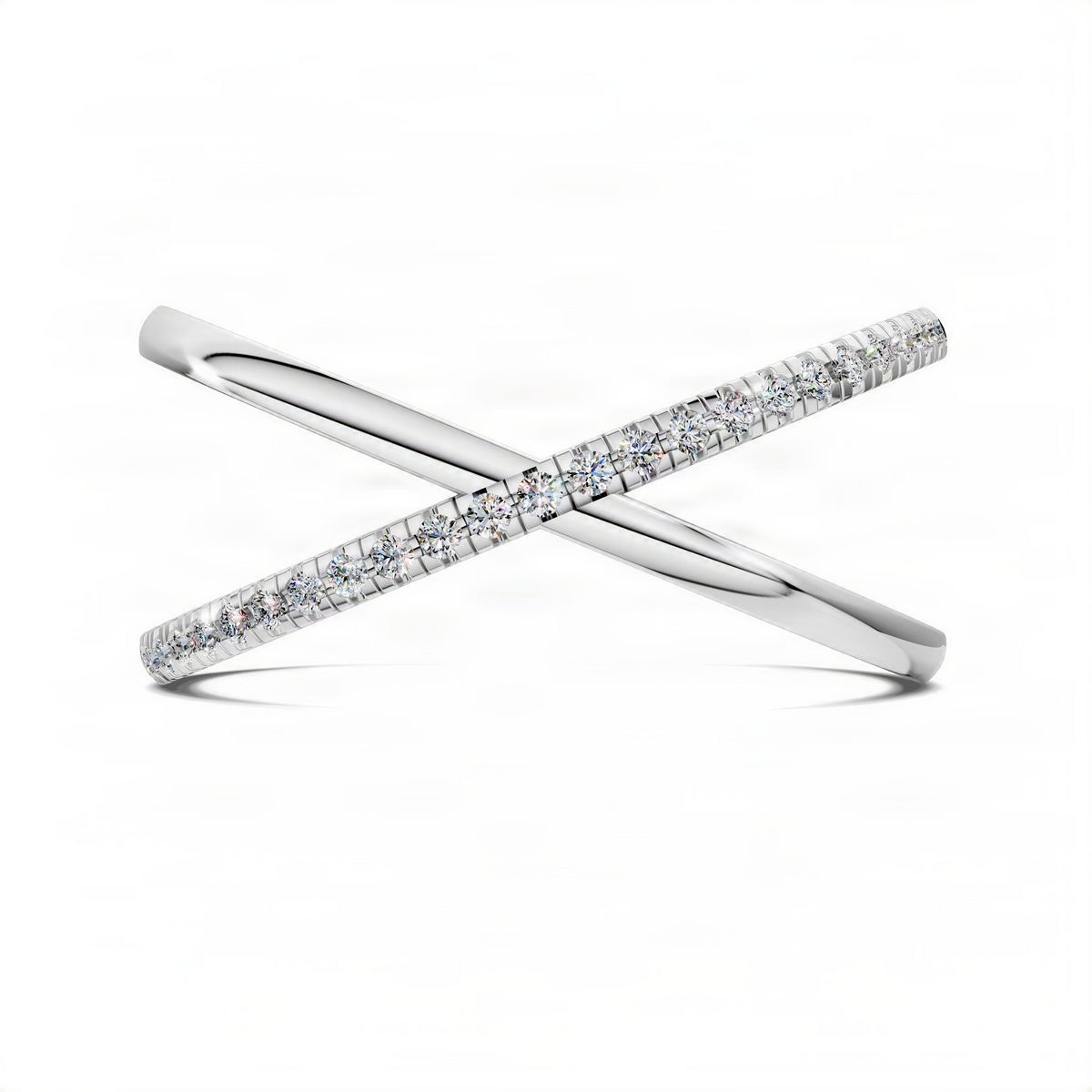 Opes pavé diamond X band ring in white gold