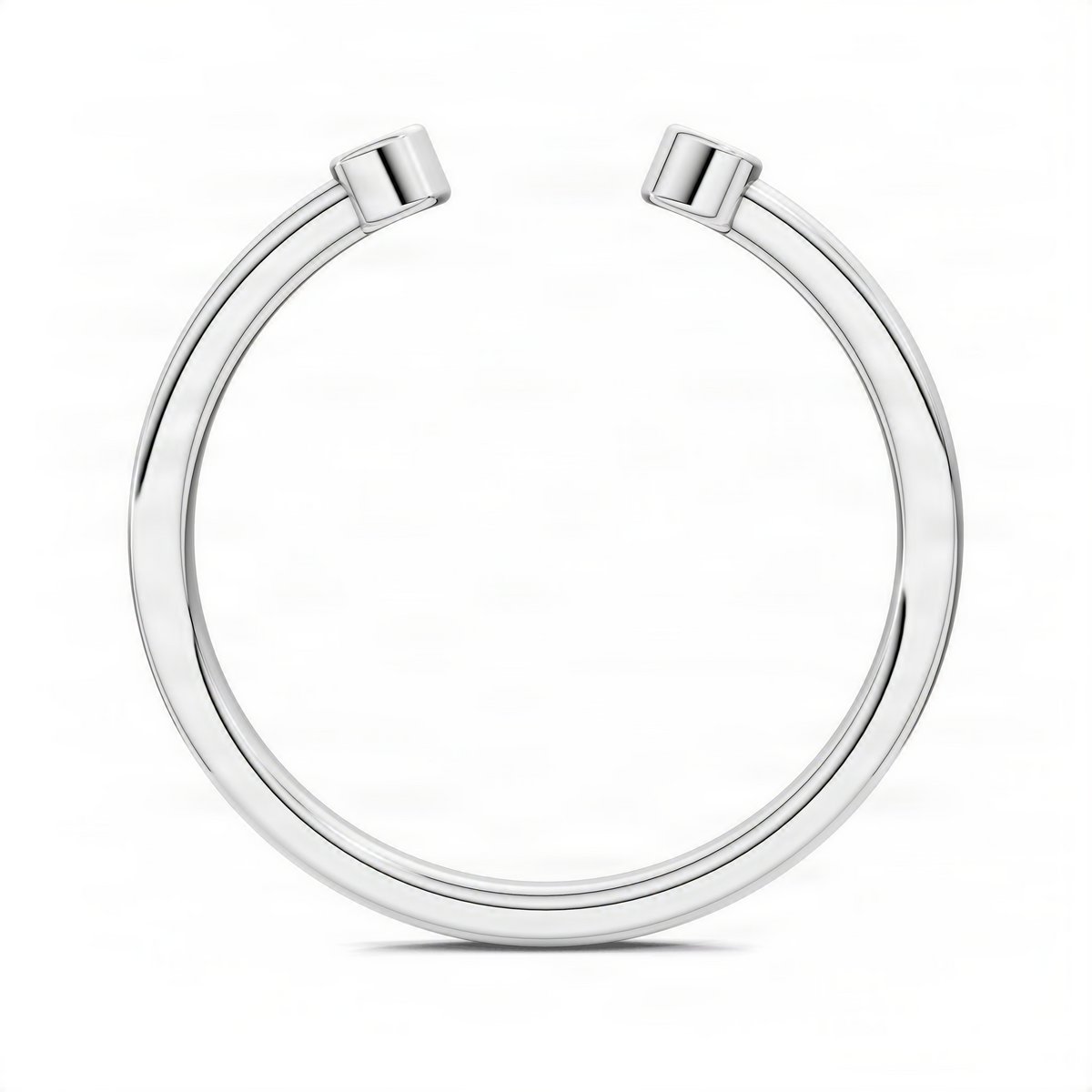 White gold gap band ring with smooth bezel mounts on the top edge