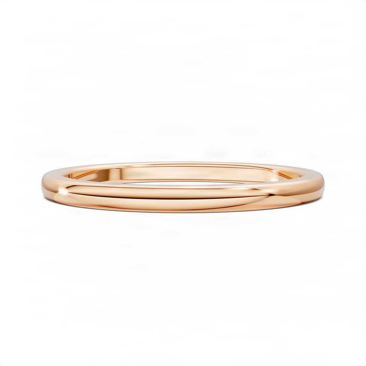 Opes staple stacker ring, slim 14k rose gold band with polished inner groove detail