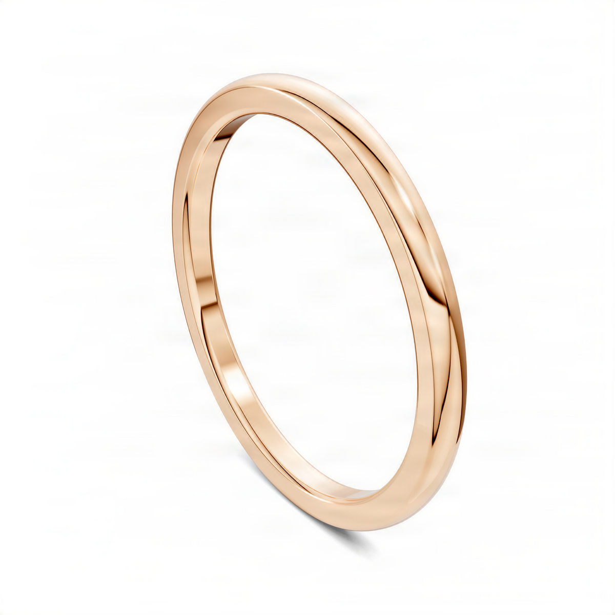 Opes staple stacker ring, slim 14k rose gold oval profile with polished finish
