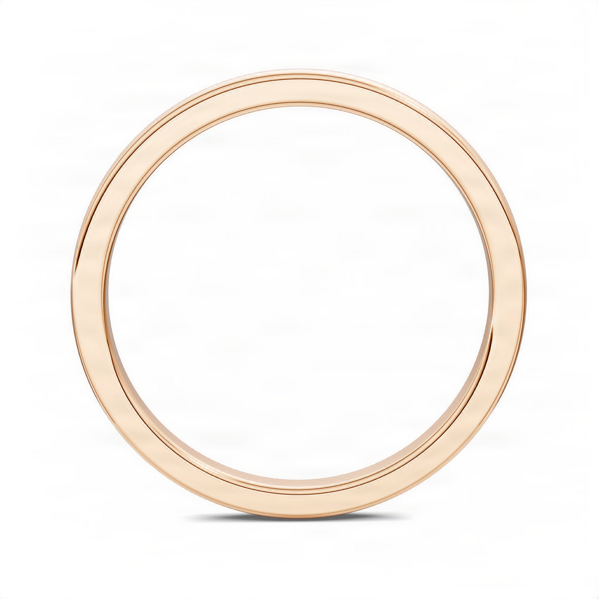 Opes staple stacker ring, slim rose gold band with concentric inner edge