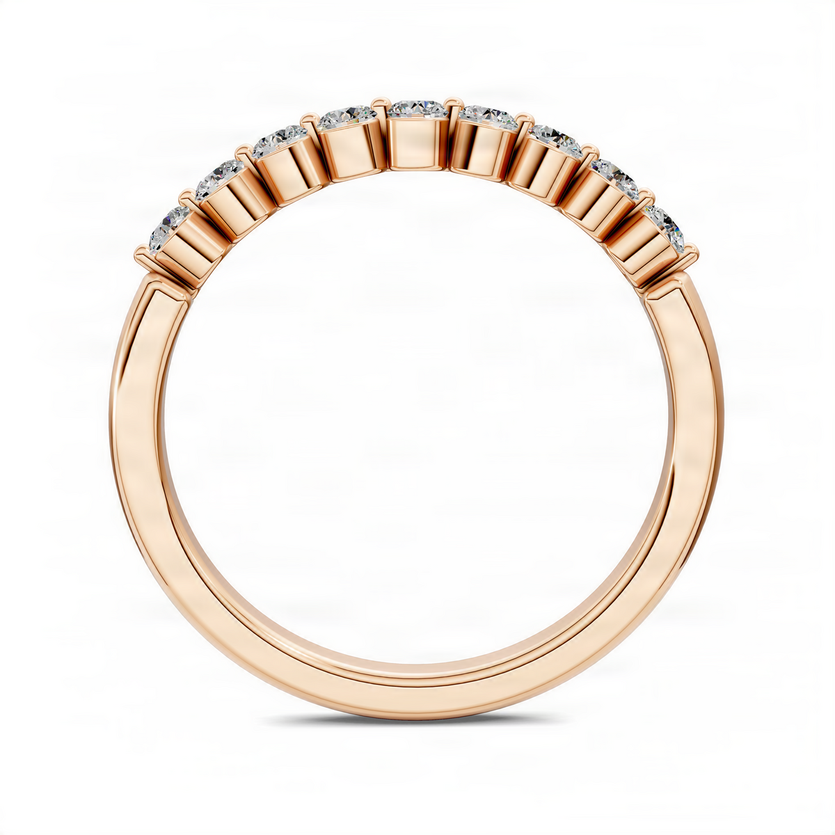 Rose gold quarter eternity ring with diamond-set top