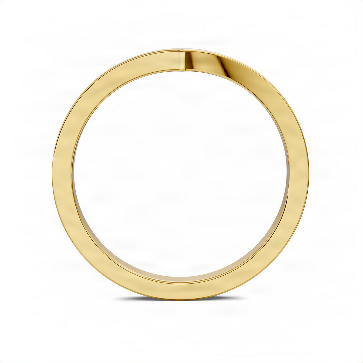 Yellow gold wishbone band ring with open oval silhouette and glossy polished metal