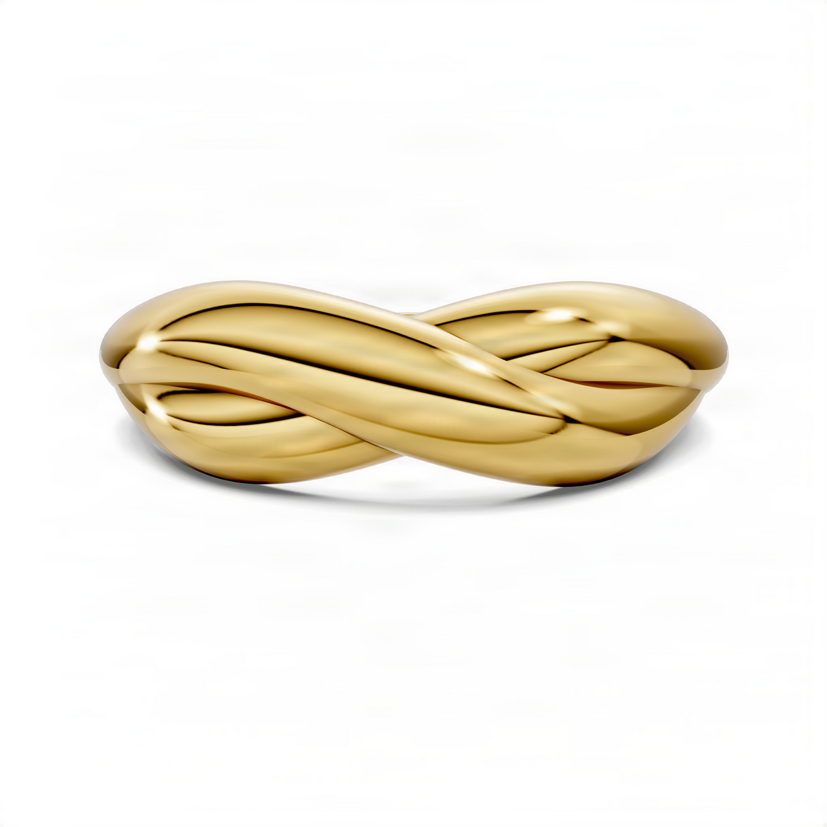 Knot band ring with braided twist design, yellow gold tone
