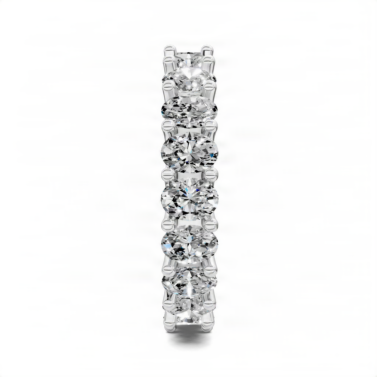 Oval eternity ring in white gold with clustered brilliant-cut oval diamonds