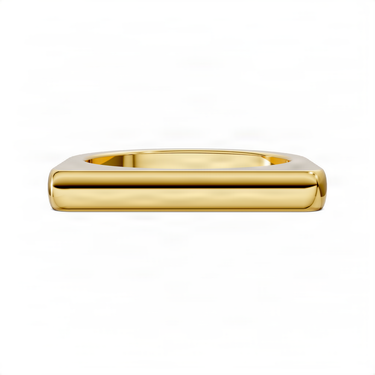 Bold stacker ring in yellow gold with smooth flat band front view