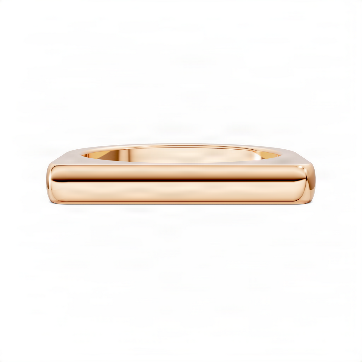 Bold stacker ring in rose gold with smooth flat band front view