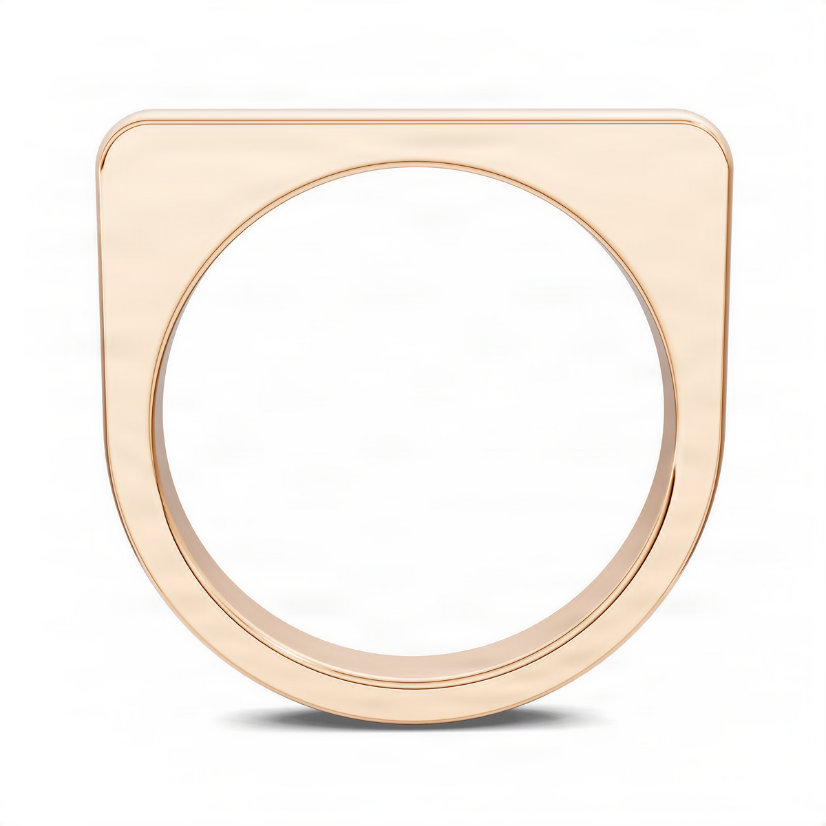 Bold stacker ring in rose gold, top view with wide square shoulders