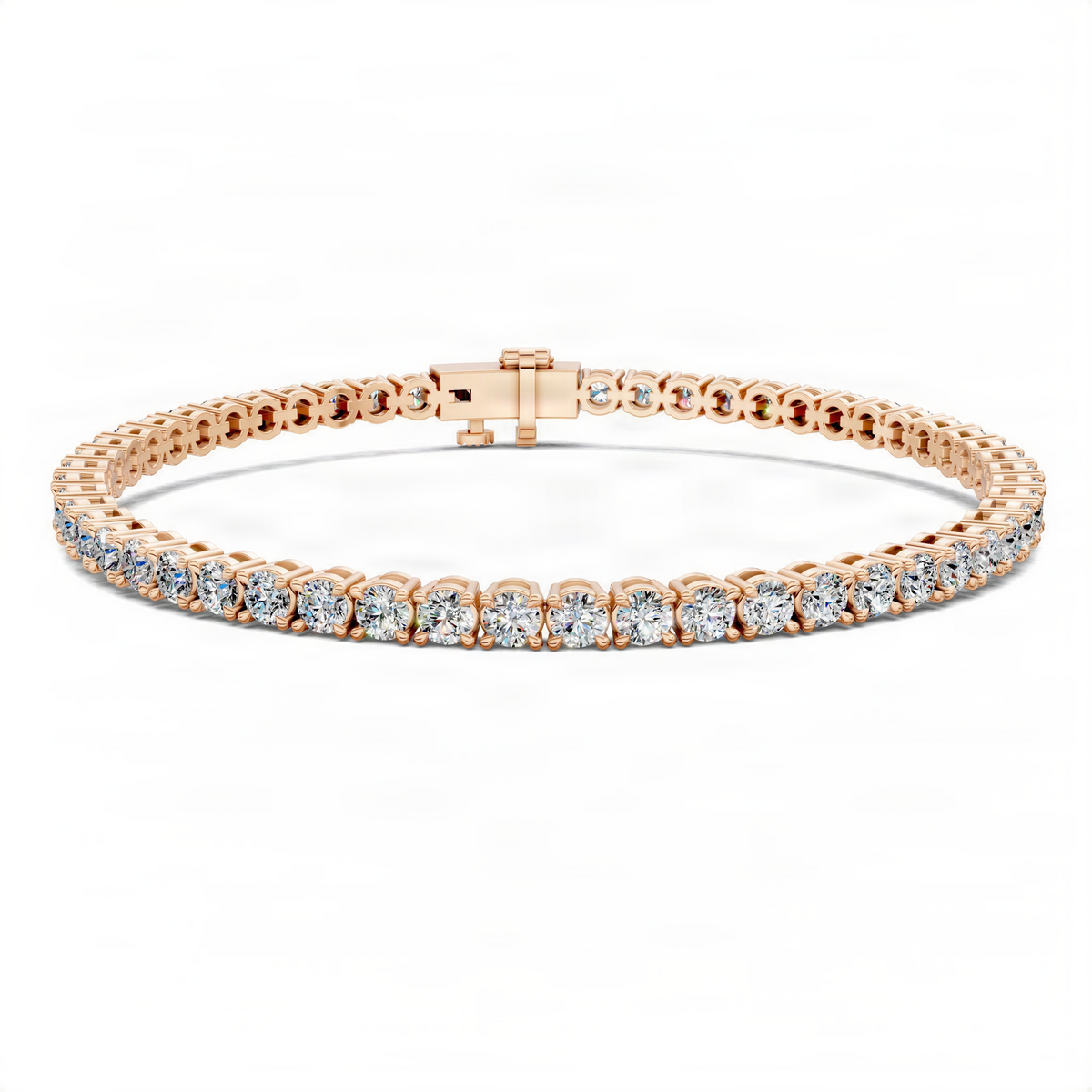 Opes Lab tennis bracelet in yellow gold with round diamond rows and box clasp
