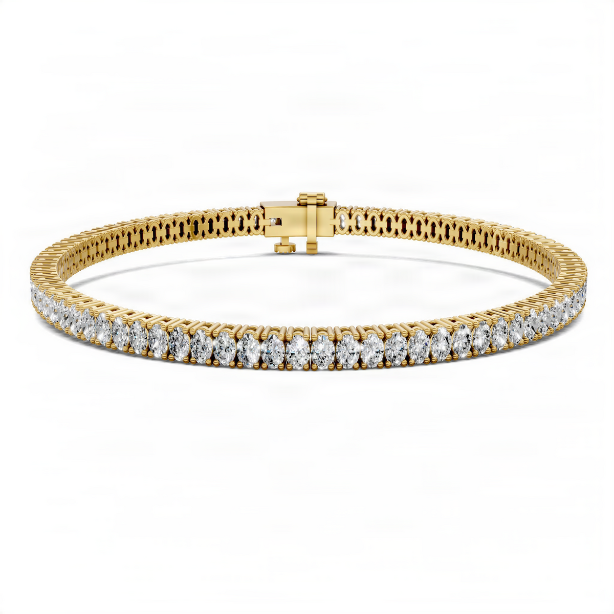 Opes tennis bracelet in yellow gold with round diamonds and box clasp