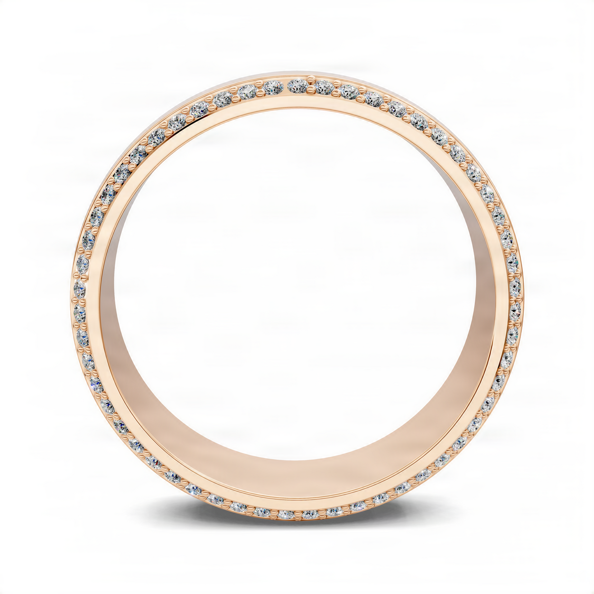 Opes Diamond Edge Band in rose gold with pavé diamonds along the outer edge