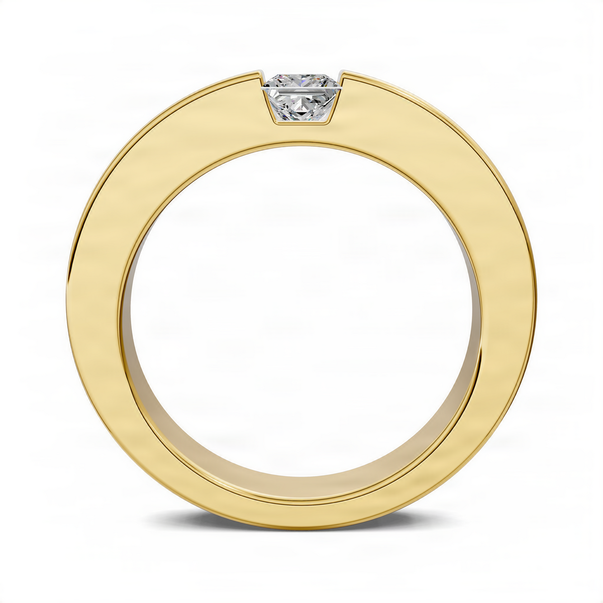 Opes Princess diamond band ring in yellow gold with princess-cut center diamond
