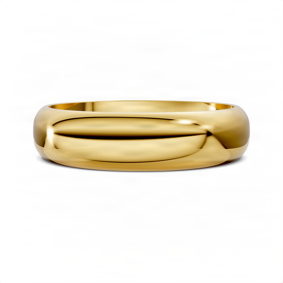 Opes domed band ring in polished yellow gold, smooth rounded top and edges