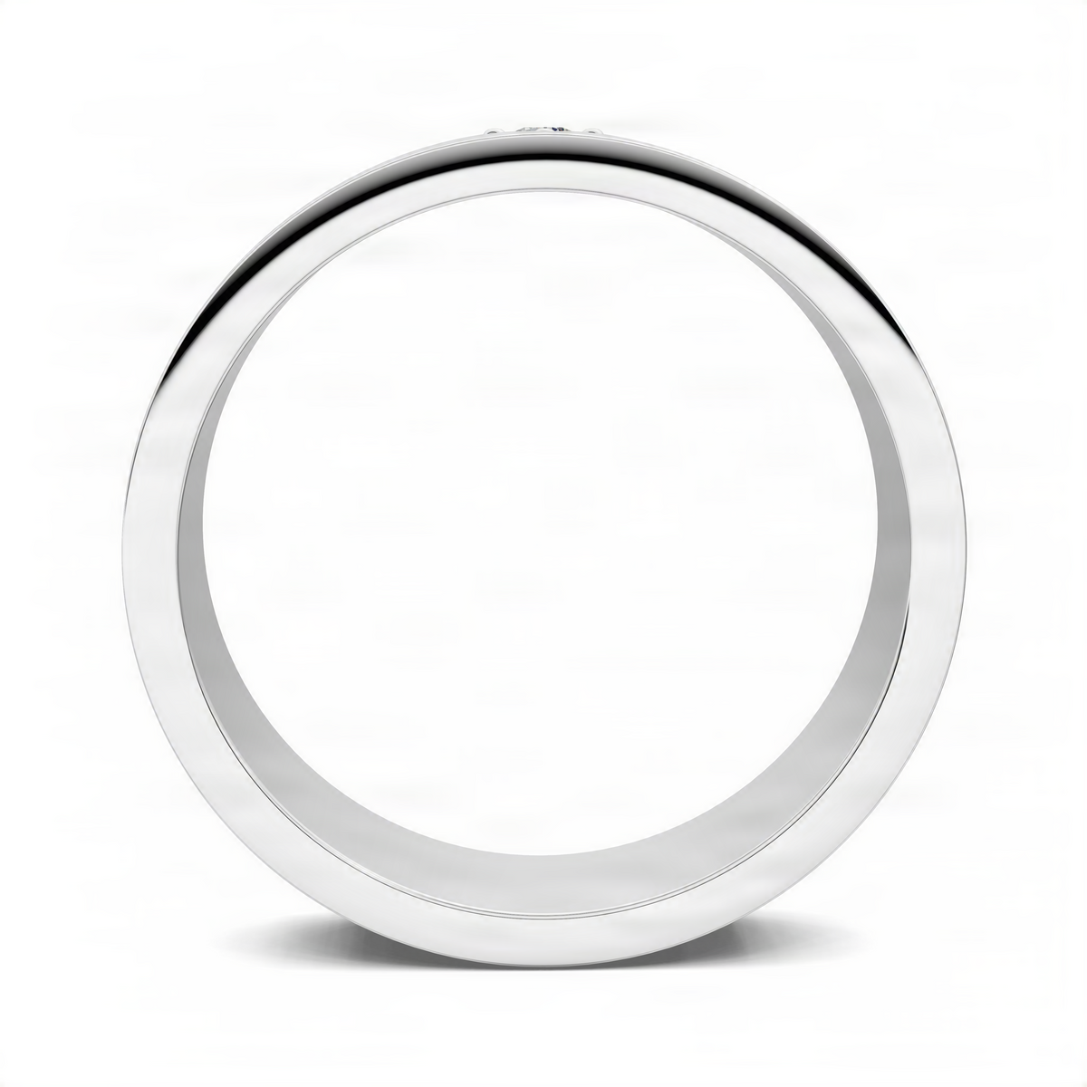 White gold diamond band ring, smooth polished round profile
