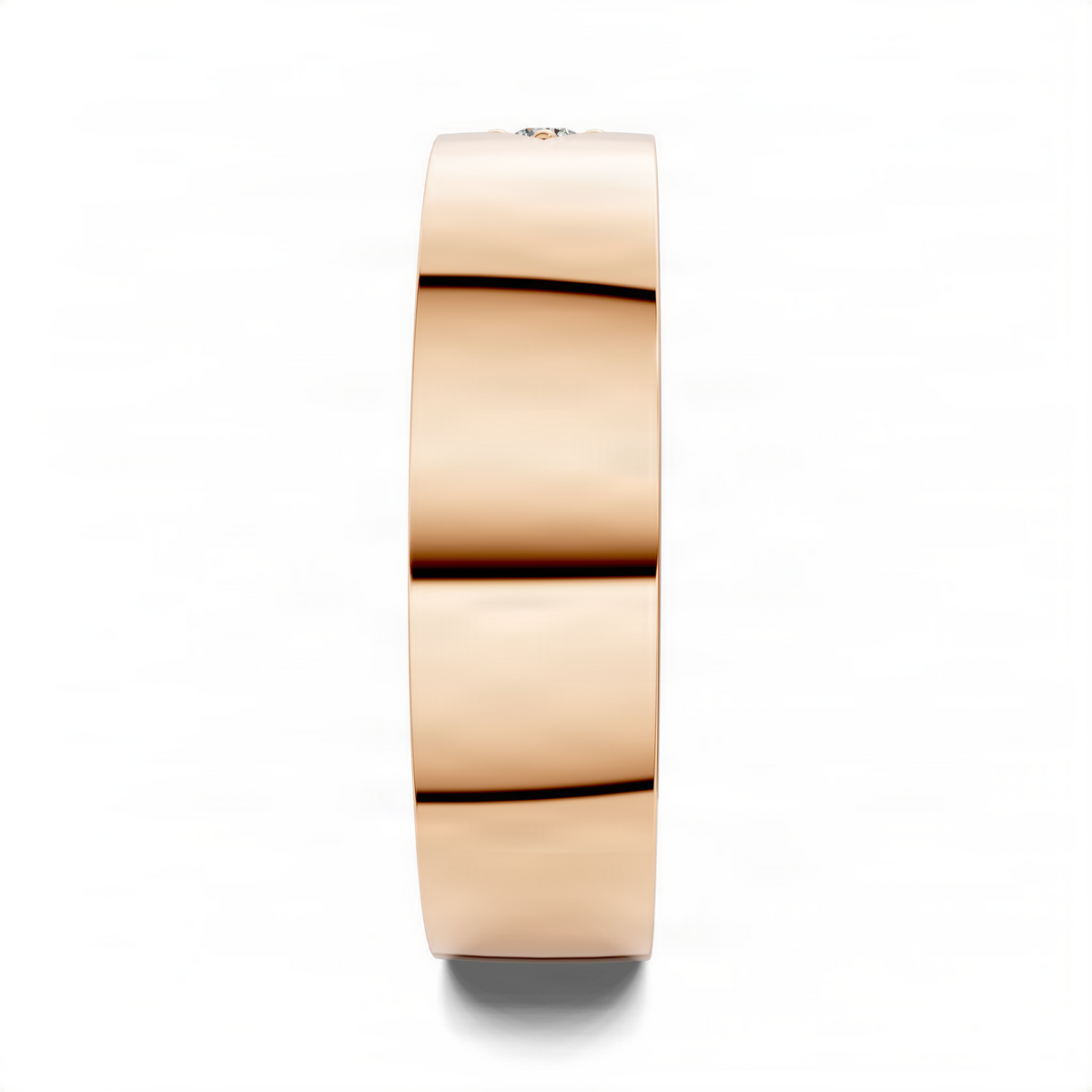 Rose gold diamond band ring, smooth polished band side view