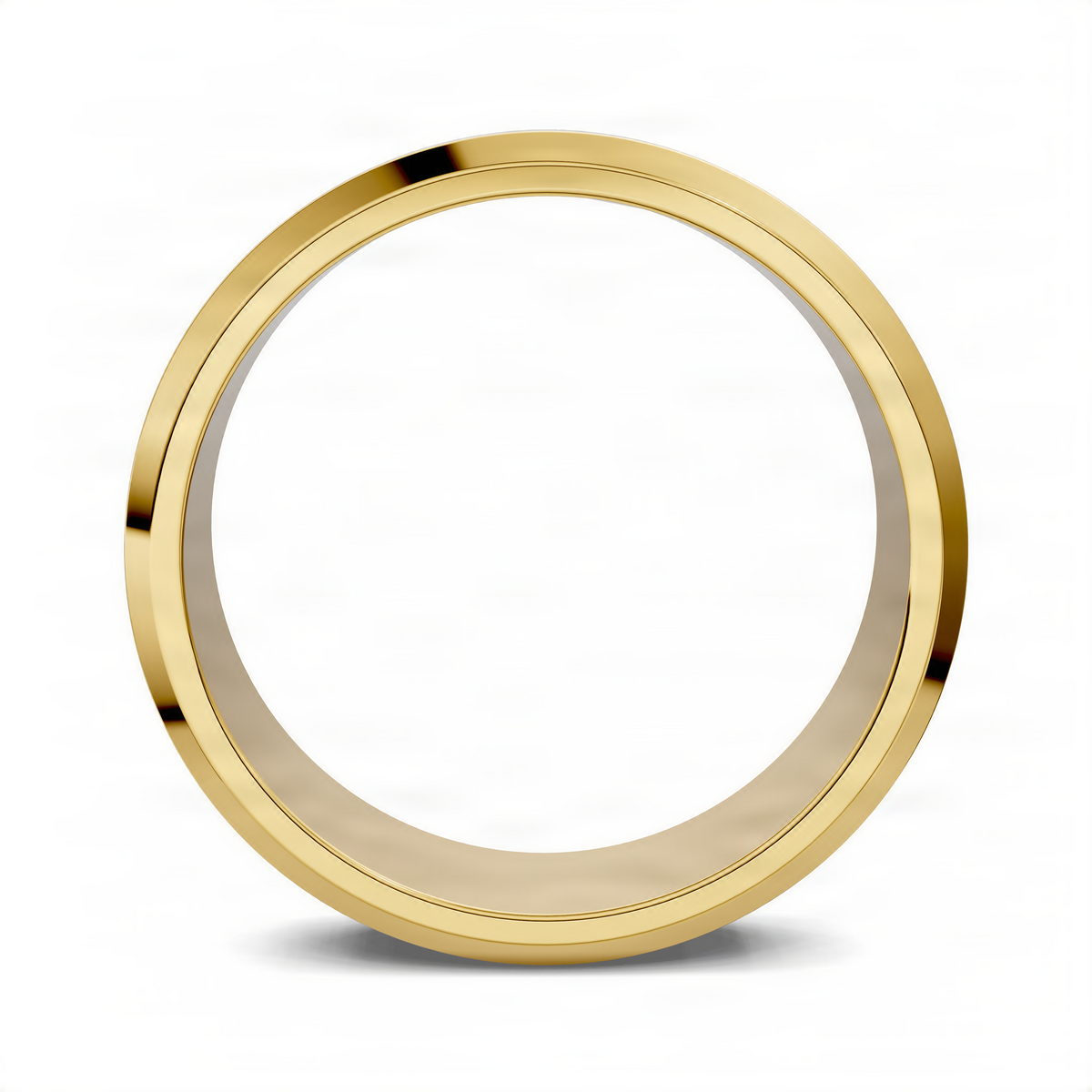 Yellow gold matte beveled diamond band ring, angled top view