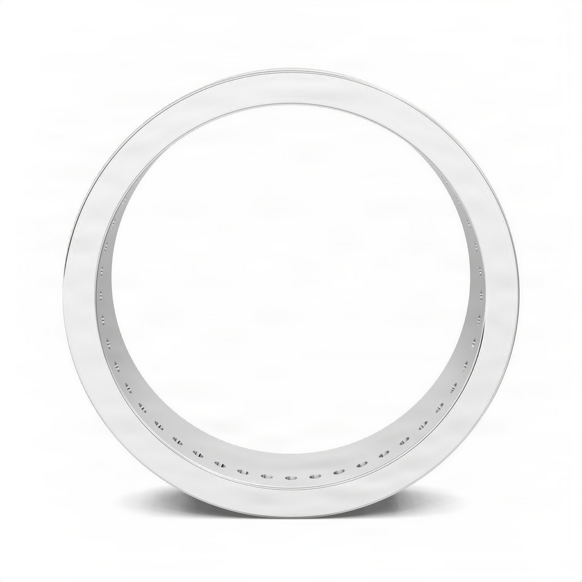 White gold eternity band ring with dot markings on the inner band