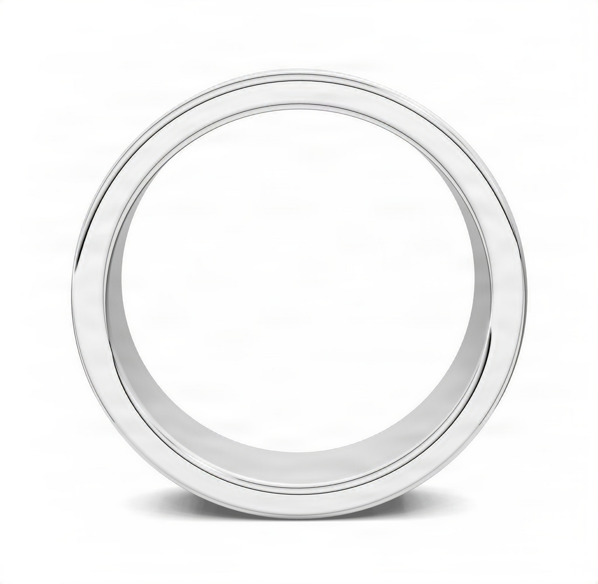 White gold triple groove ring with a polished, unadorned outer surface