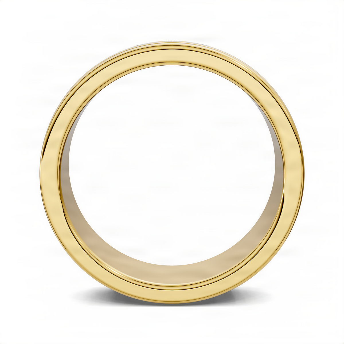 14K yellow gold satin band ring, smooth polished profile