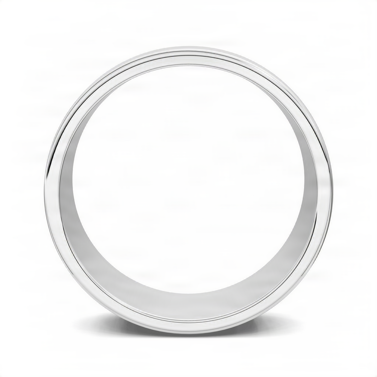 White gold diagonal diamond band with smooth polished ring profile
