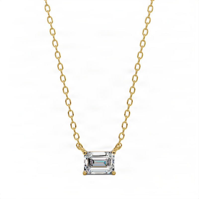 Opes East-West Solitaire Emerald Pendant