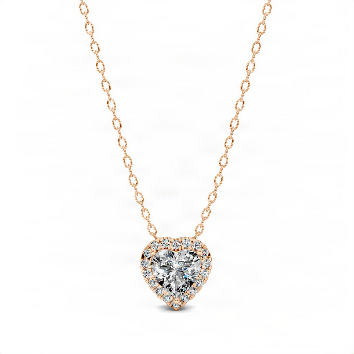 Opes Diamond Heart Pendant necklace with gold chain and heart-shaped diamond setting