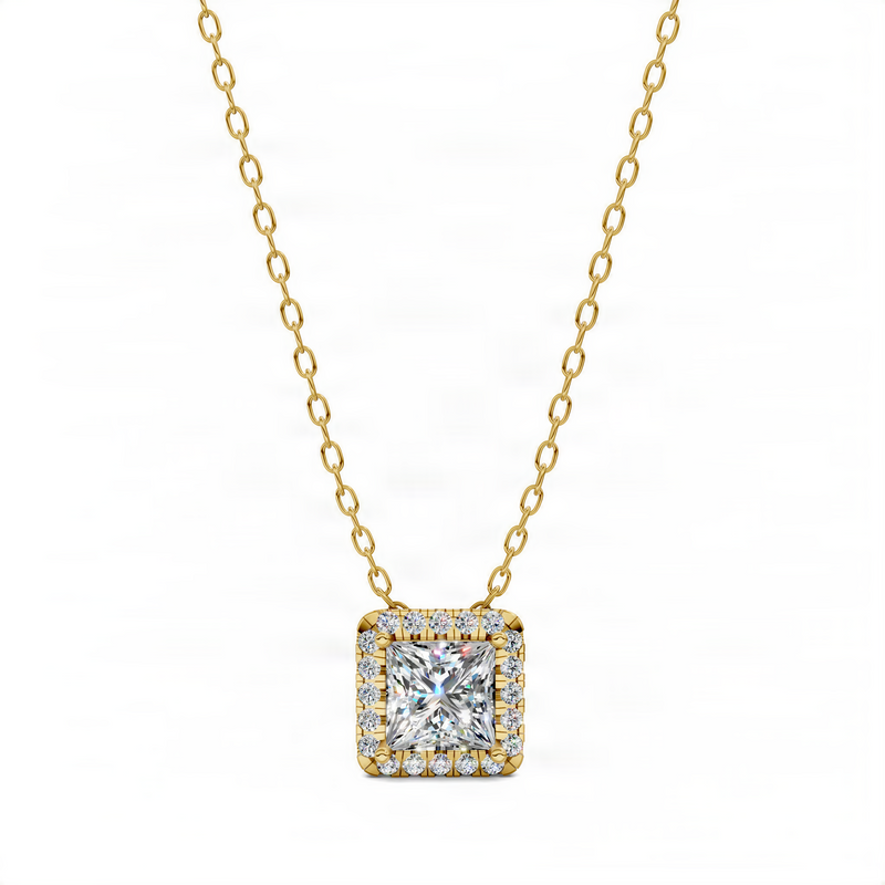 Opes Halo Diamond Princess Pendant