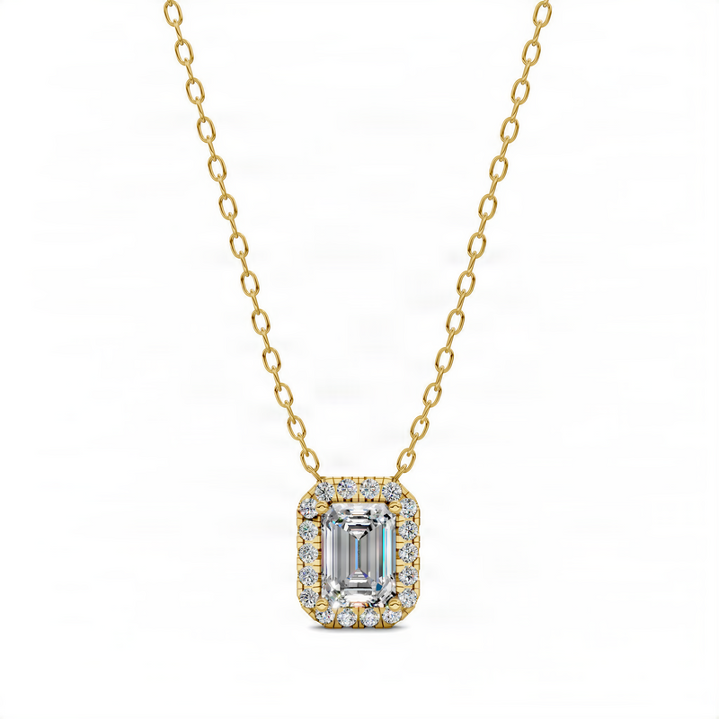 Opes Halo Diamond Emerald Pendant