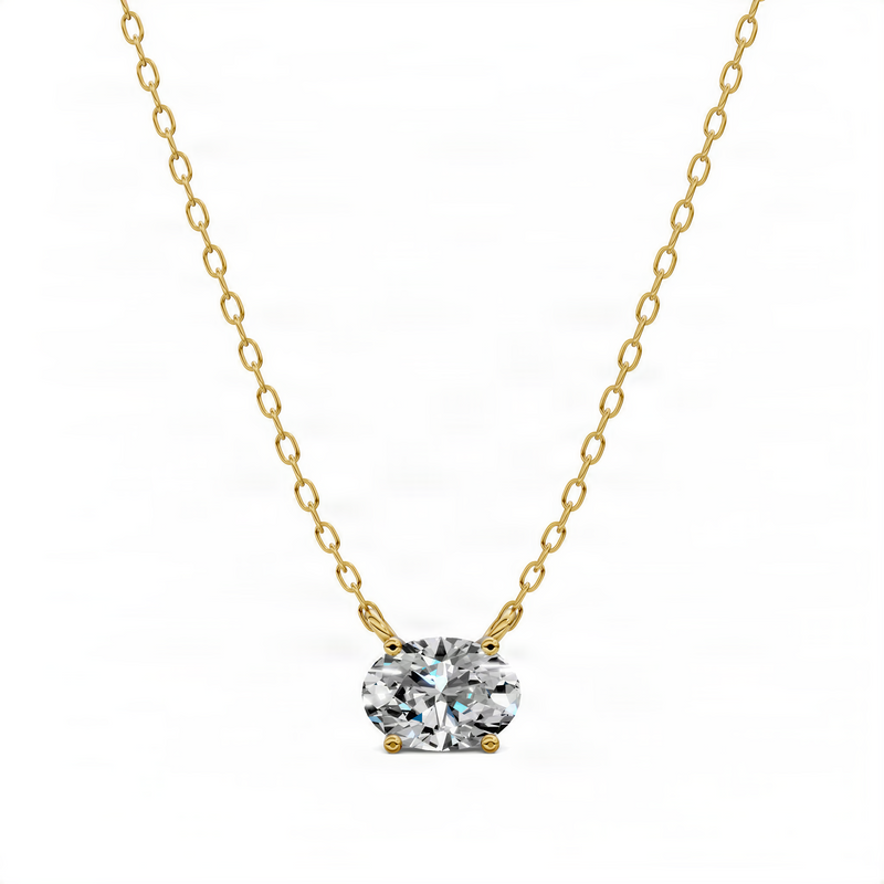 Opes East-West Solitaire Oval Diamond Pendant