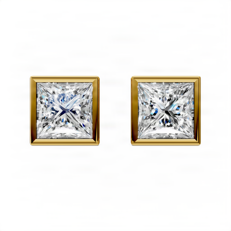 Opes Princess Cut Bezel Stud Earrings