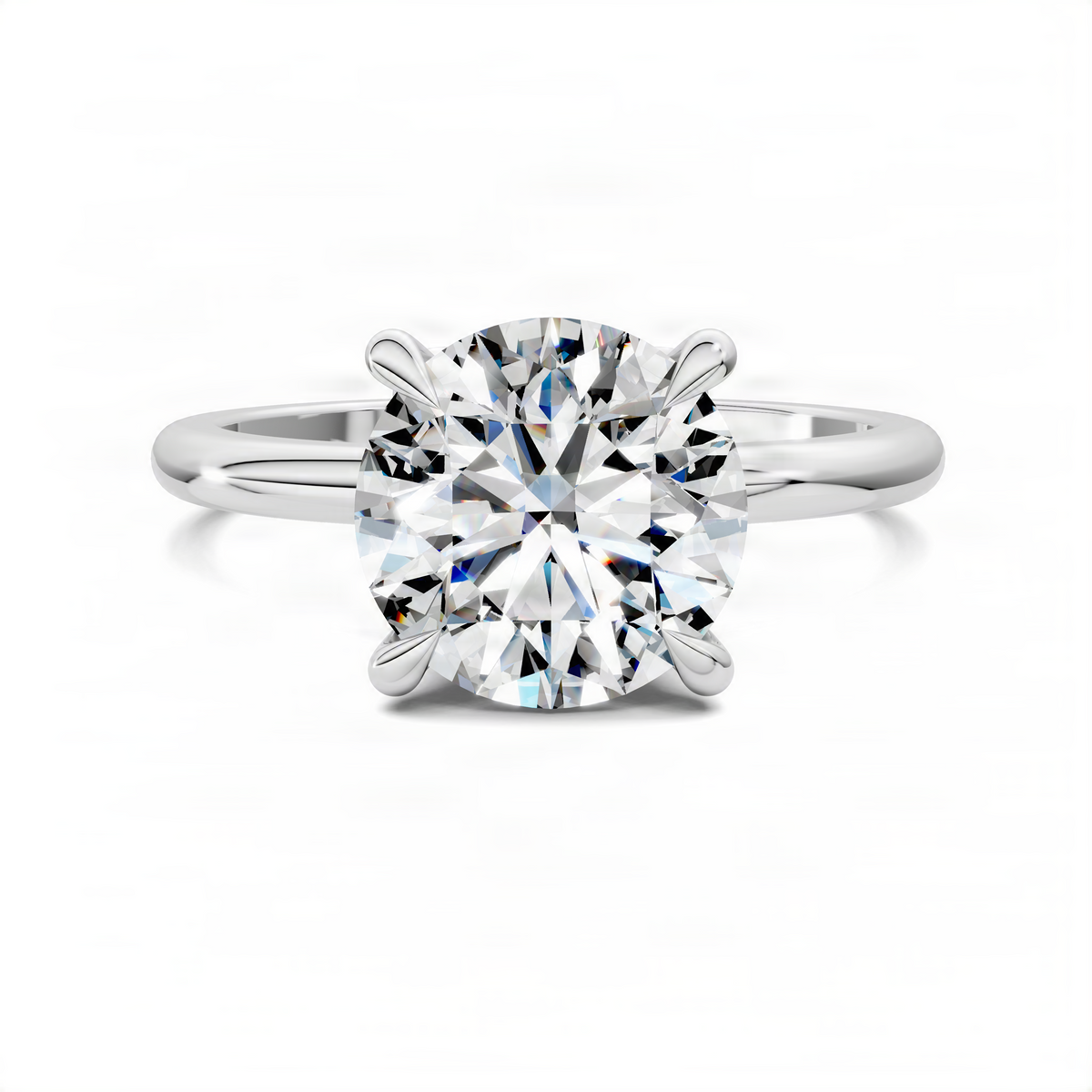 Round diamond accent ring in white metal with a four-prong setting