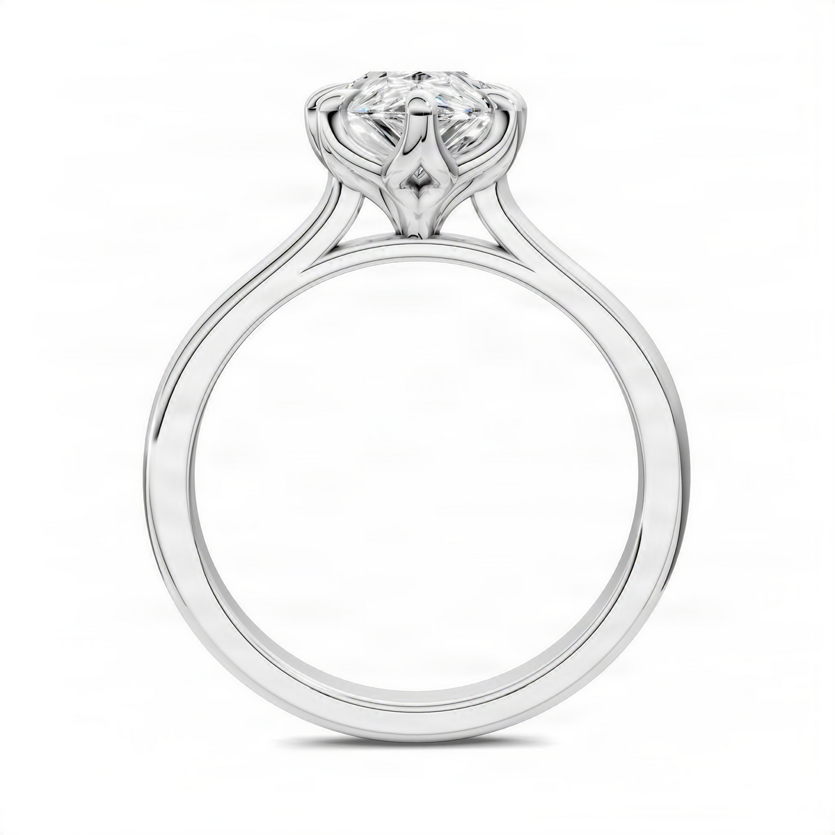 Platinum pear solitaire ring head with prongs and smooth polished band