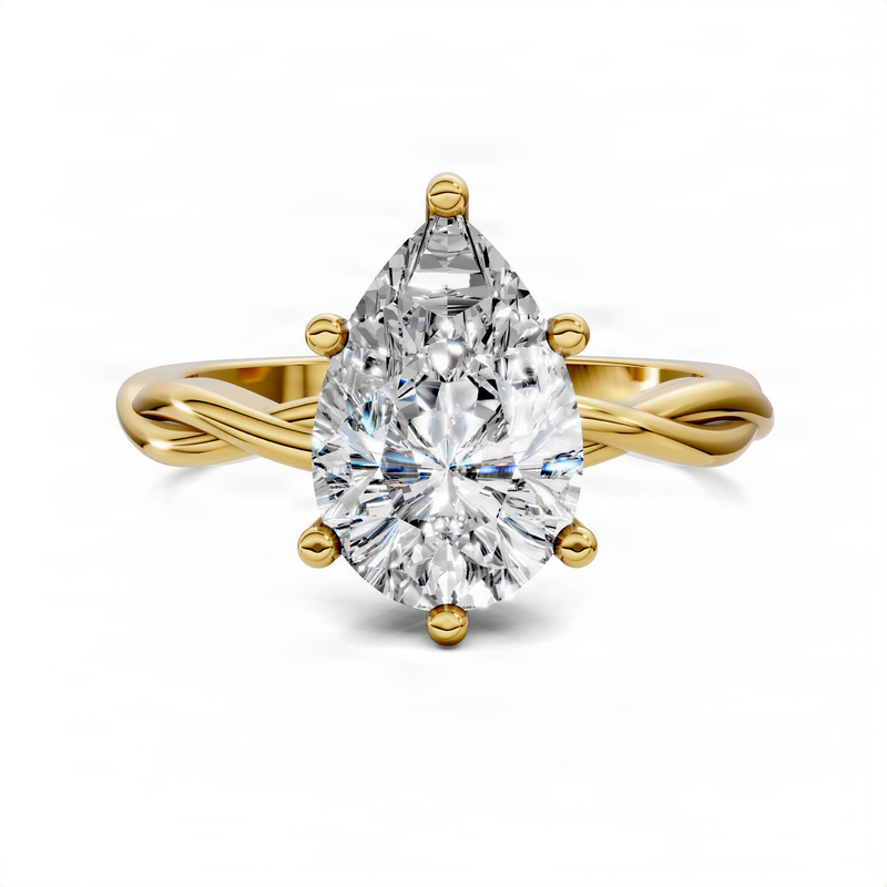 Opes Pear Twisted Vine Solitaire Ring