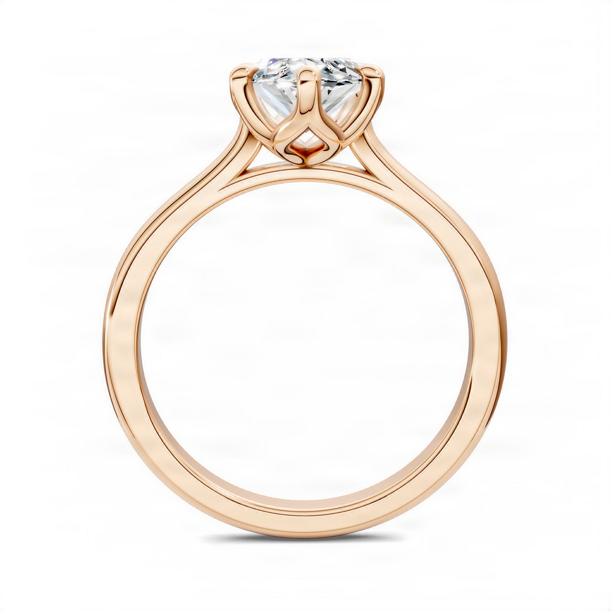 Rose gold marquise solitaire ring with prong-set center stone