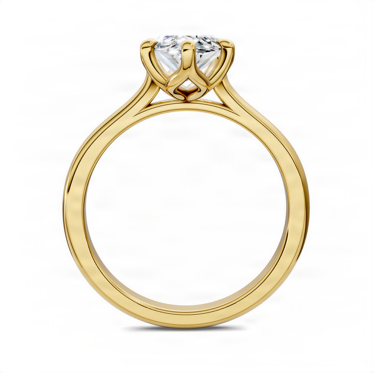 Yellow gold marquise solitaire ring with prong-set center stone