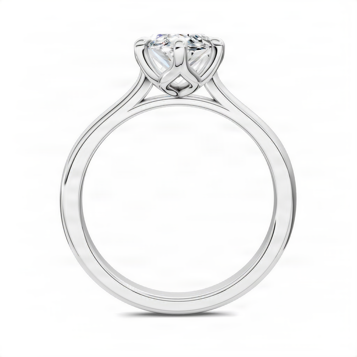 Marquise solitaire ring with silver-toned prong setting and oval marquise center stone