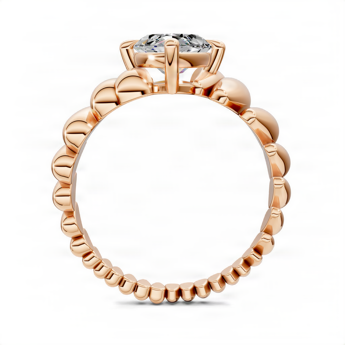 Rose gold marquise diamond ring with marquise center stone and twisted shank