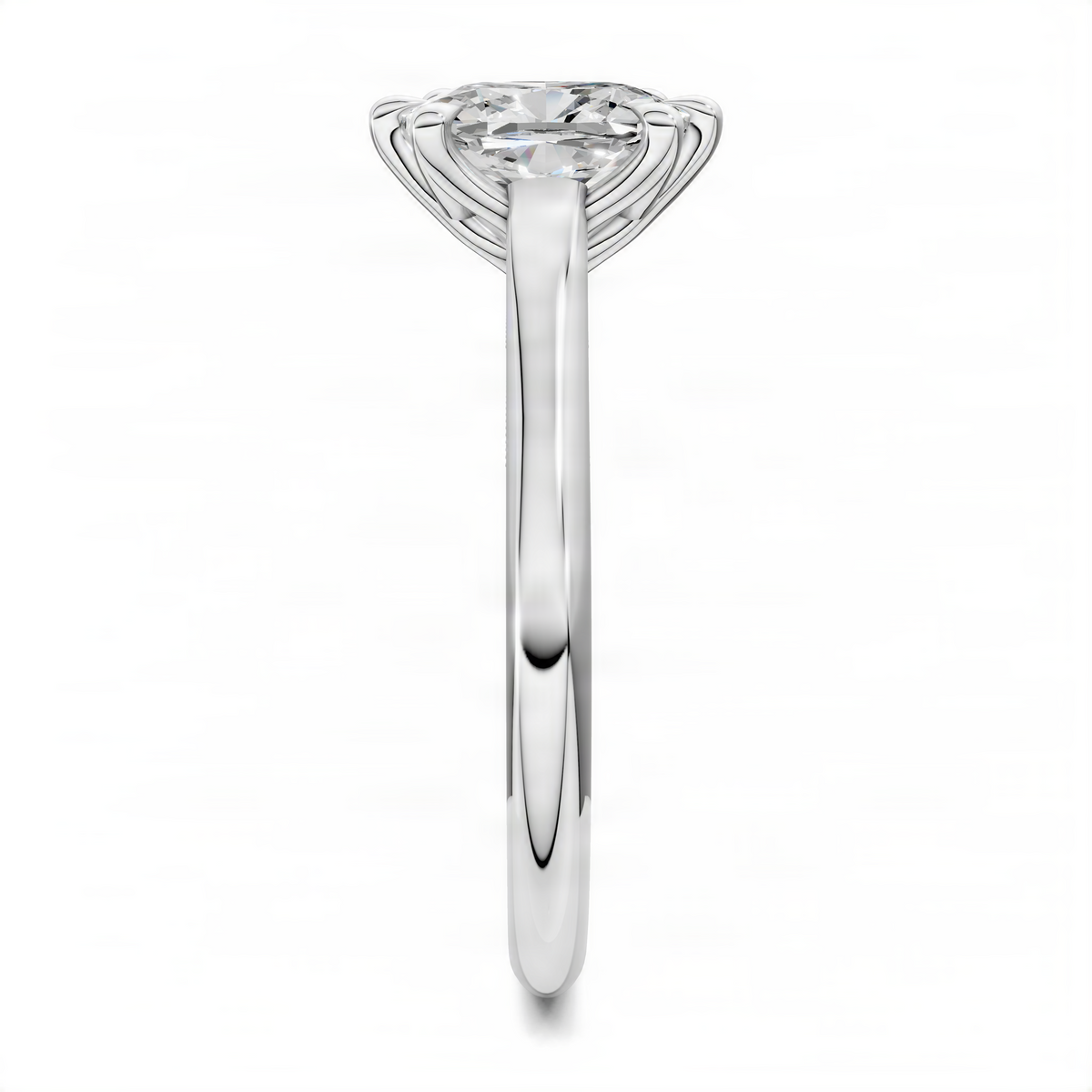 White gold cushion-cut diamond engagement ring with sculpted petal prong setting